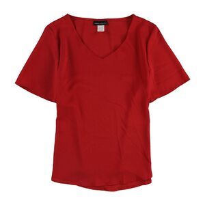 Lauren M. Petites Womens Festive Pullover Blouse, Red, NWT